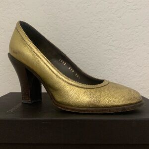 Dries Van Noten Distressed Gold Pumps